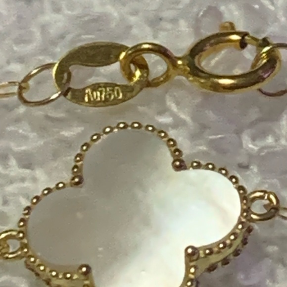 18k Solid Gold Clover 3-1 Set - White - Picture 6 of 8